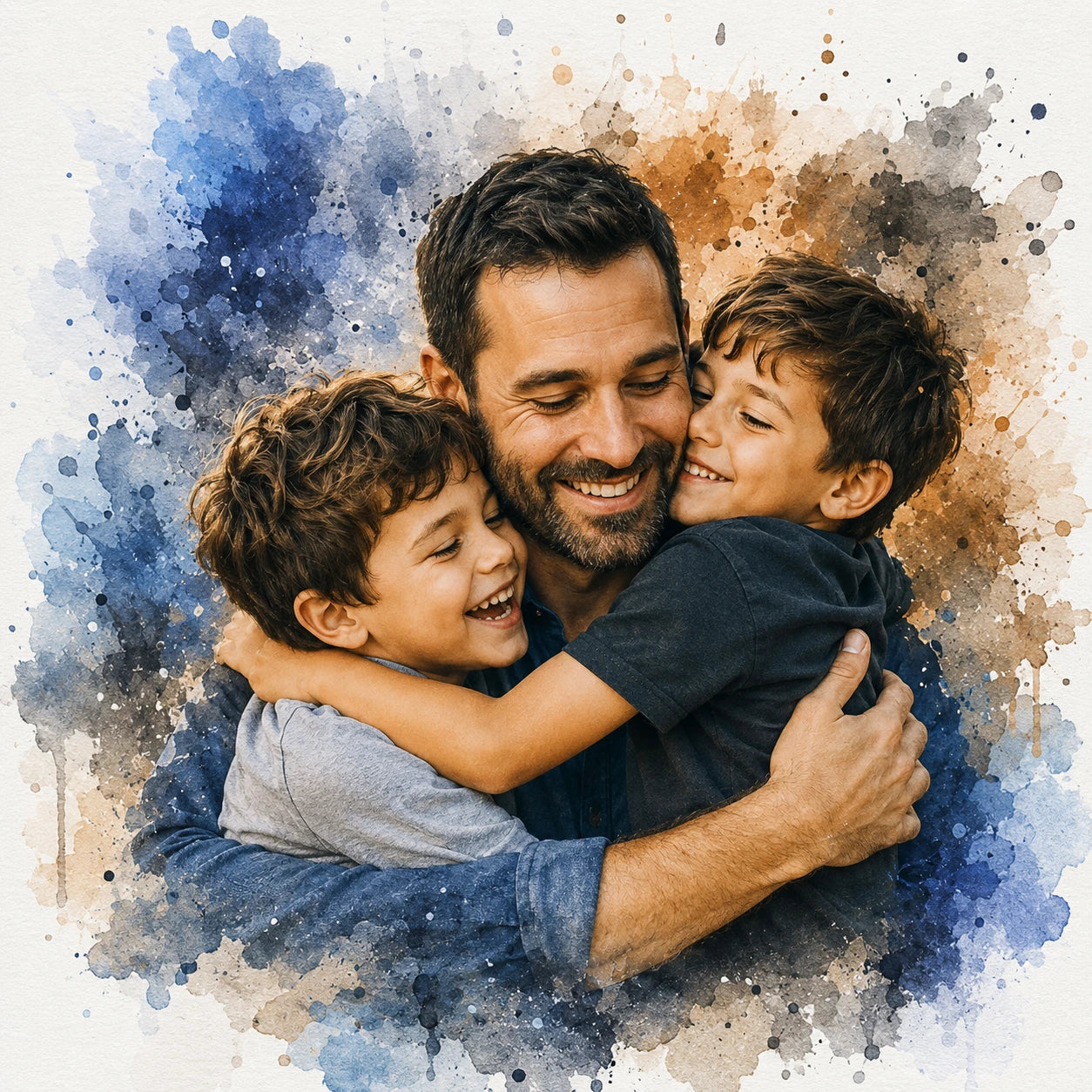 Father’s Day Custom Portrait from Photo Personalised Gift for Dad Watercolour Artwork