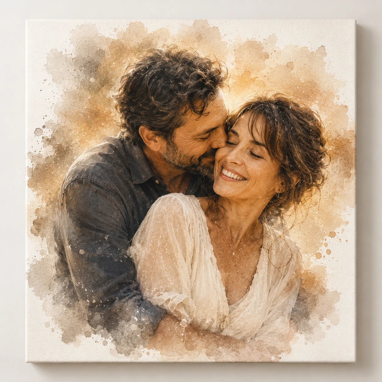 Personalised Romantic Couple Portrait from Photo Anniversary Birthday Gift Watercolour Art