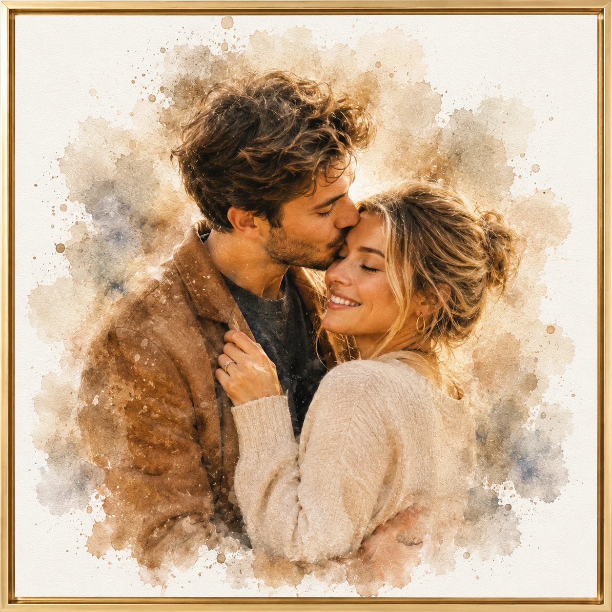 Personalised Romantic Couple Portrait from Photo Anniversary Birthday Gift Watercolour Art