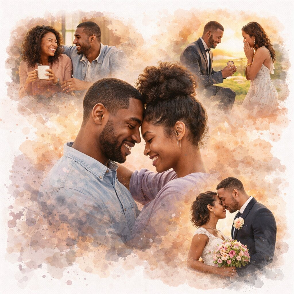 Relationship Timeline Portrait – Custom Couple Watercolour Artwork Showing Your Love Story