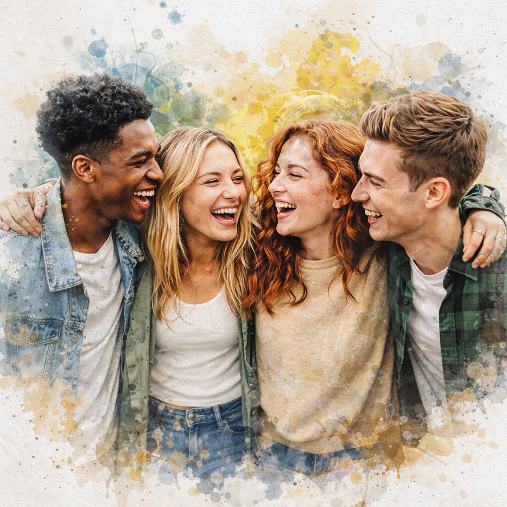 Friend Group Watercolour Portrait