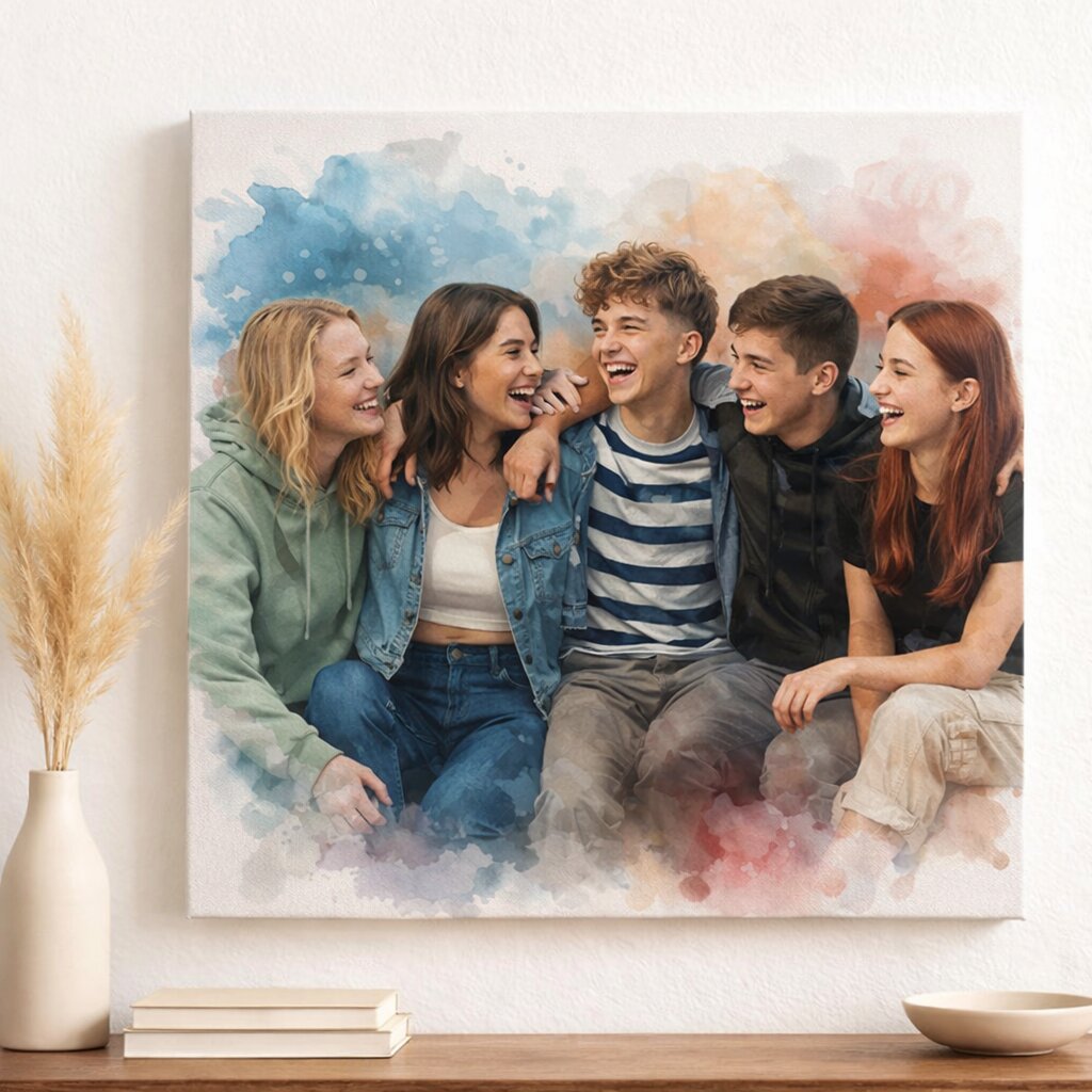 Friend Group Watercolour Portrait