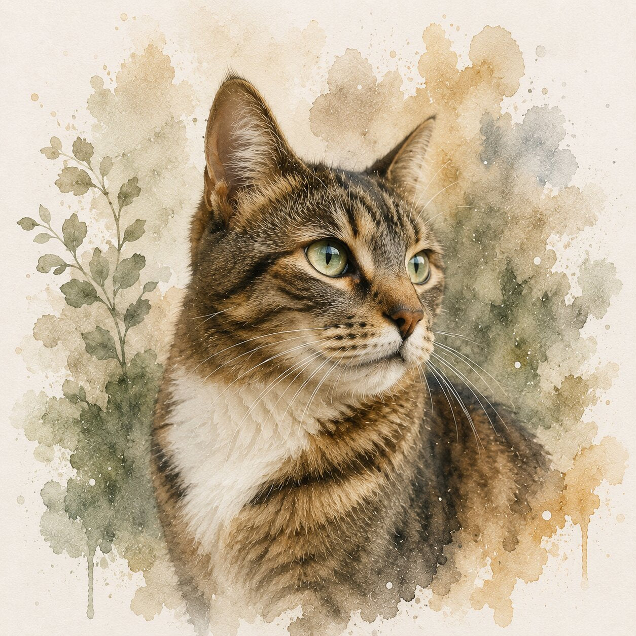 Custom Cat Watercolour Portrait from Photo Personalised Pet Portrait Cat Memorial Gift