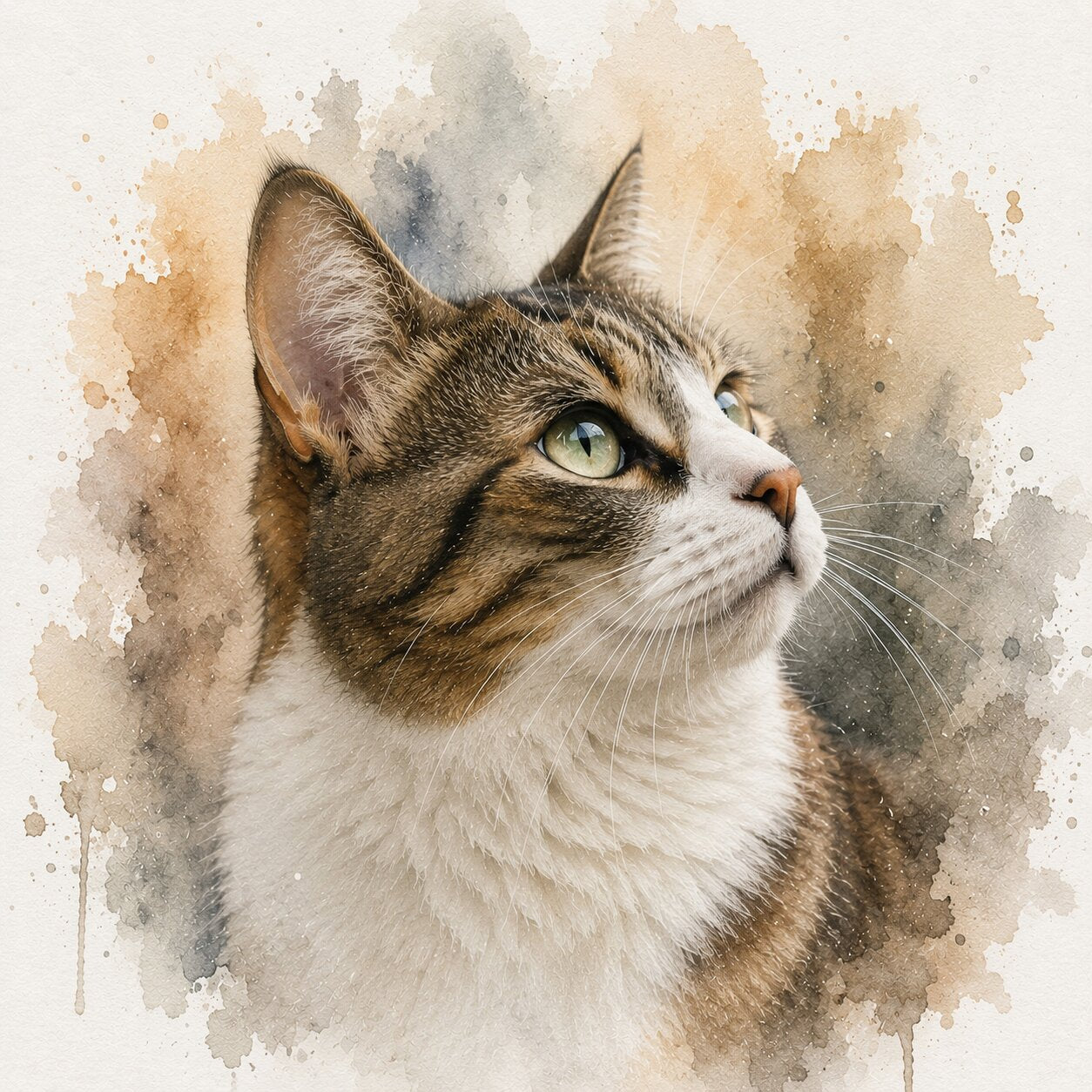 Custom Cat Watercolour Portrait from Photo Personalised Pet Portrait Cat Memorial Gift