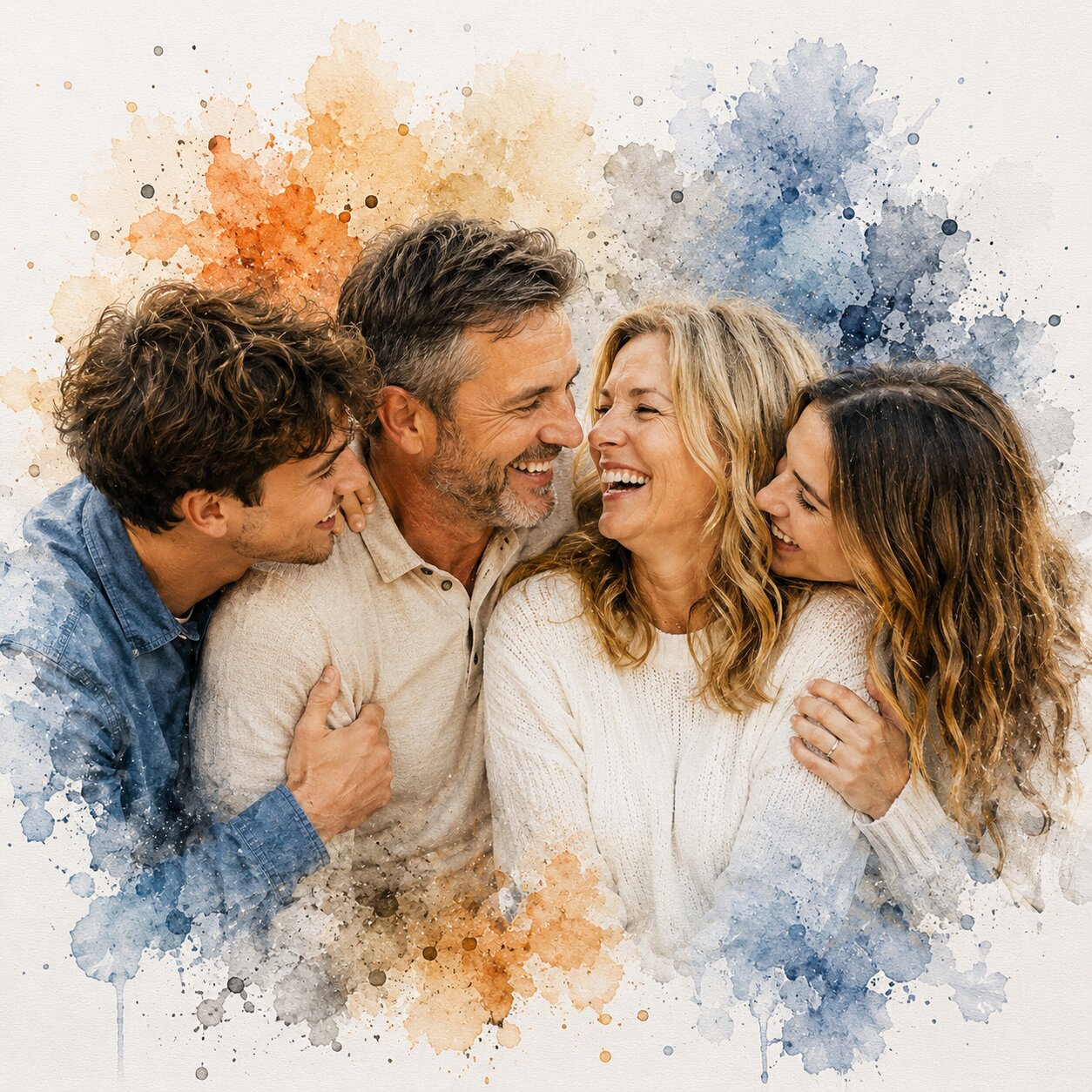 Custom Watercolour Family Portrait Gift for Parents from Children Personalised Mum and Dad Artwork