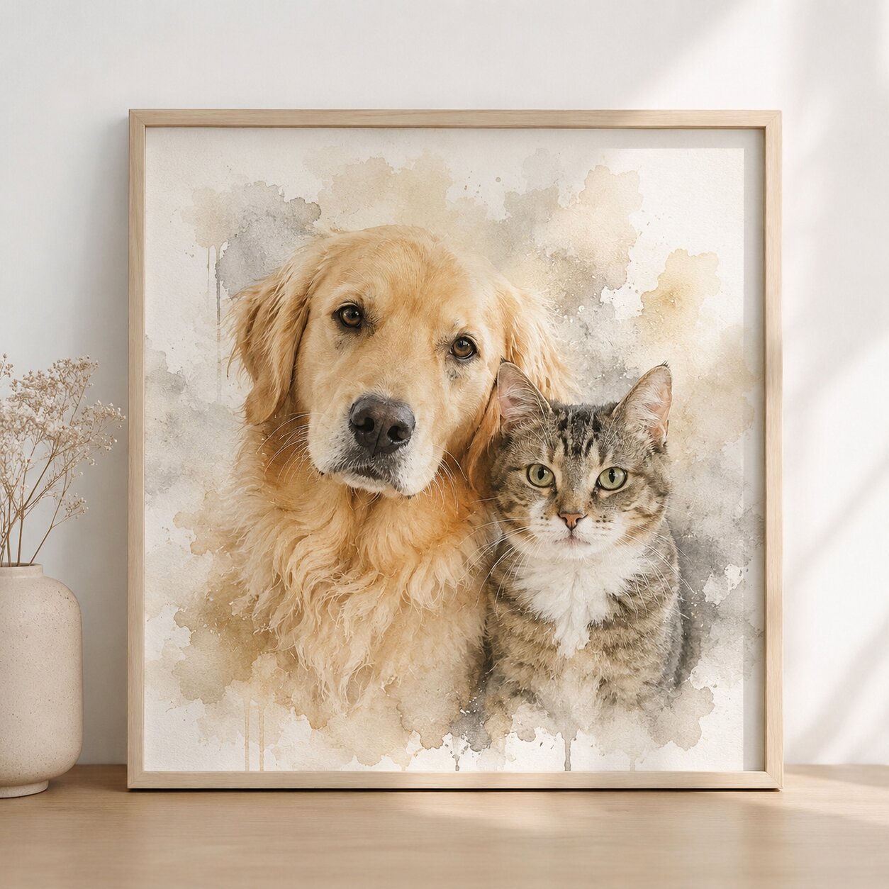 Minimalist Custom Pet Portrait from Photo Personalised Dog Cat Lover Gift Wall Art