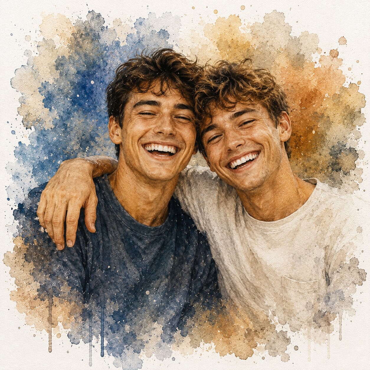 Custom Best Friends Portrait from Photo Personalised Watercolour Friendship Gift Artwork