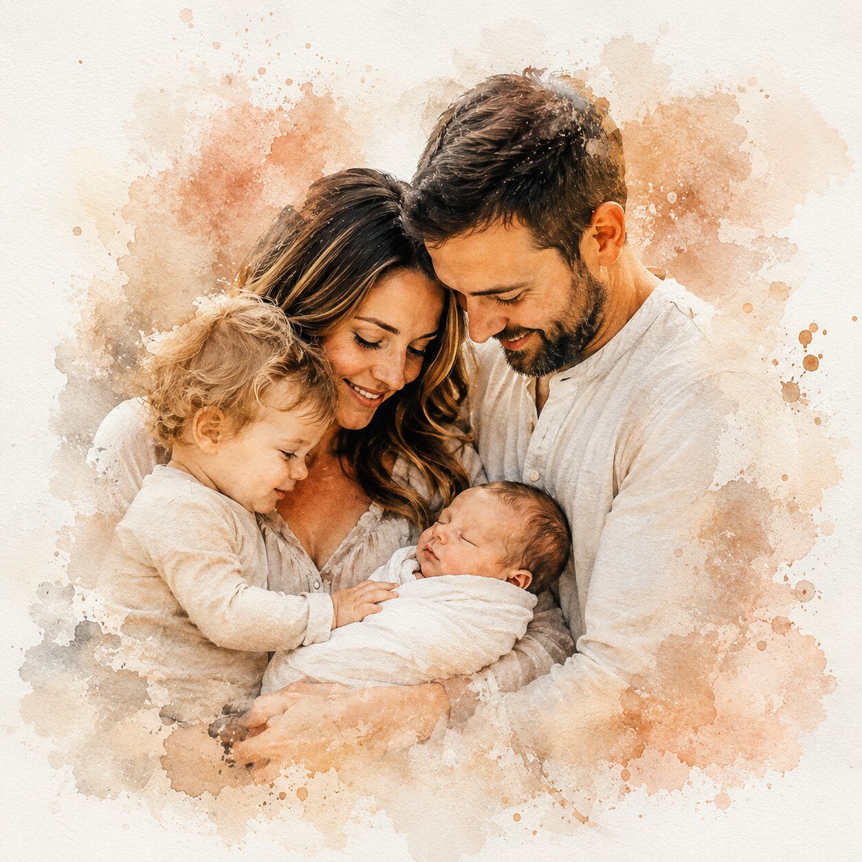 First Couple Portrait Personalised Watercolour New Home Wall Art from Photo