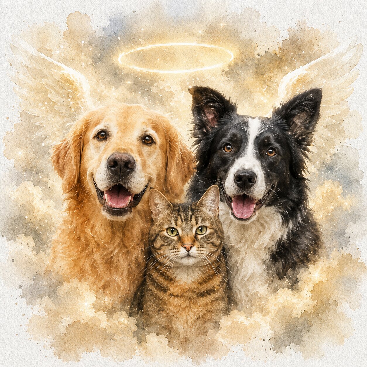 Pet Memorial Watercolour Portrait from Photo Personalised Dog Cat Loss Gift Artwork