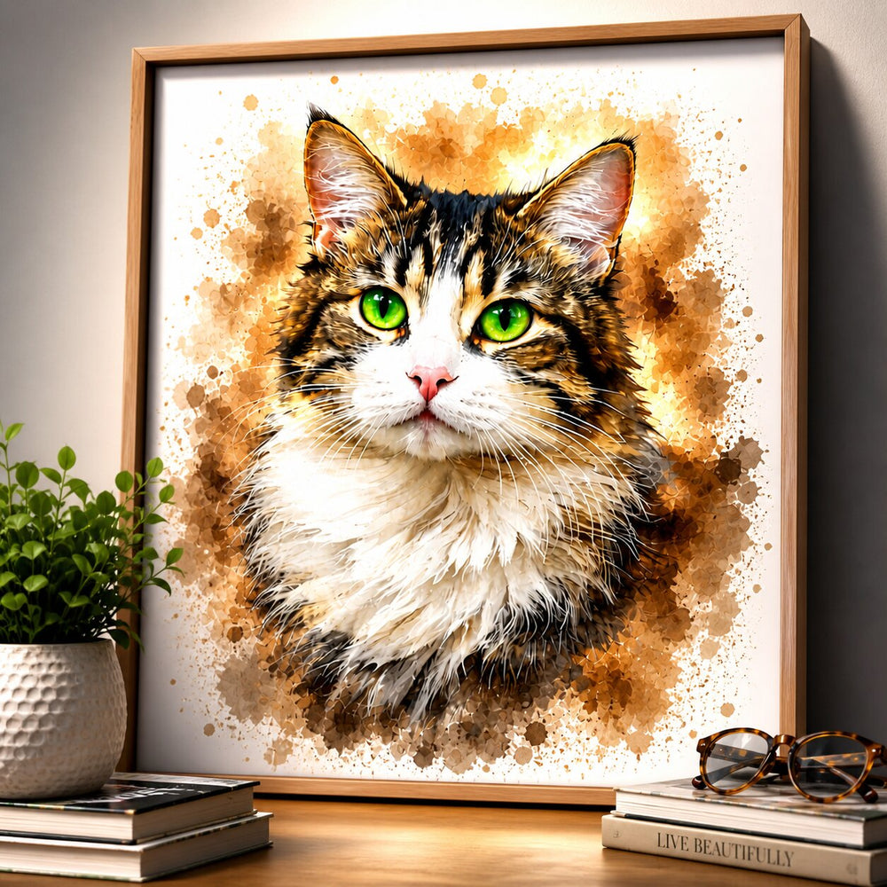 Custom Watercolour Cat Portrait from Photo – Personalised Cat Painting (Copy)