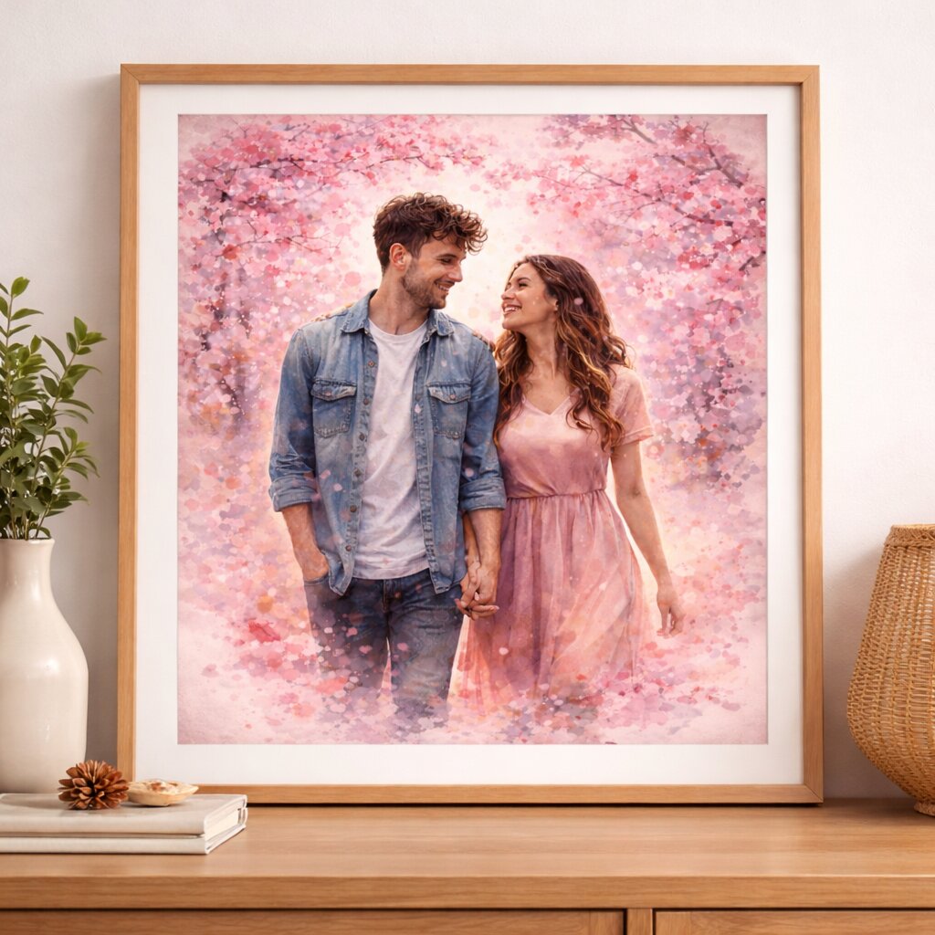 Custom Watercolour Portrait from Photo – Personalised Family, Couple or Pet Portrait Artwork