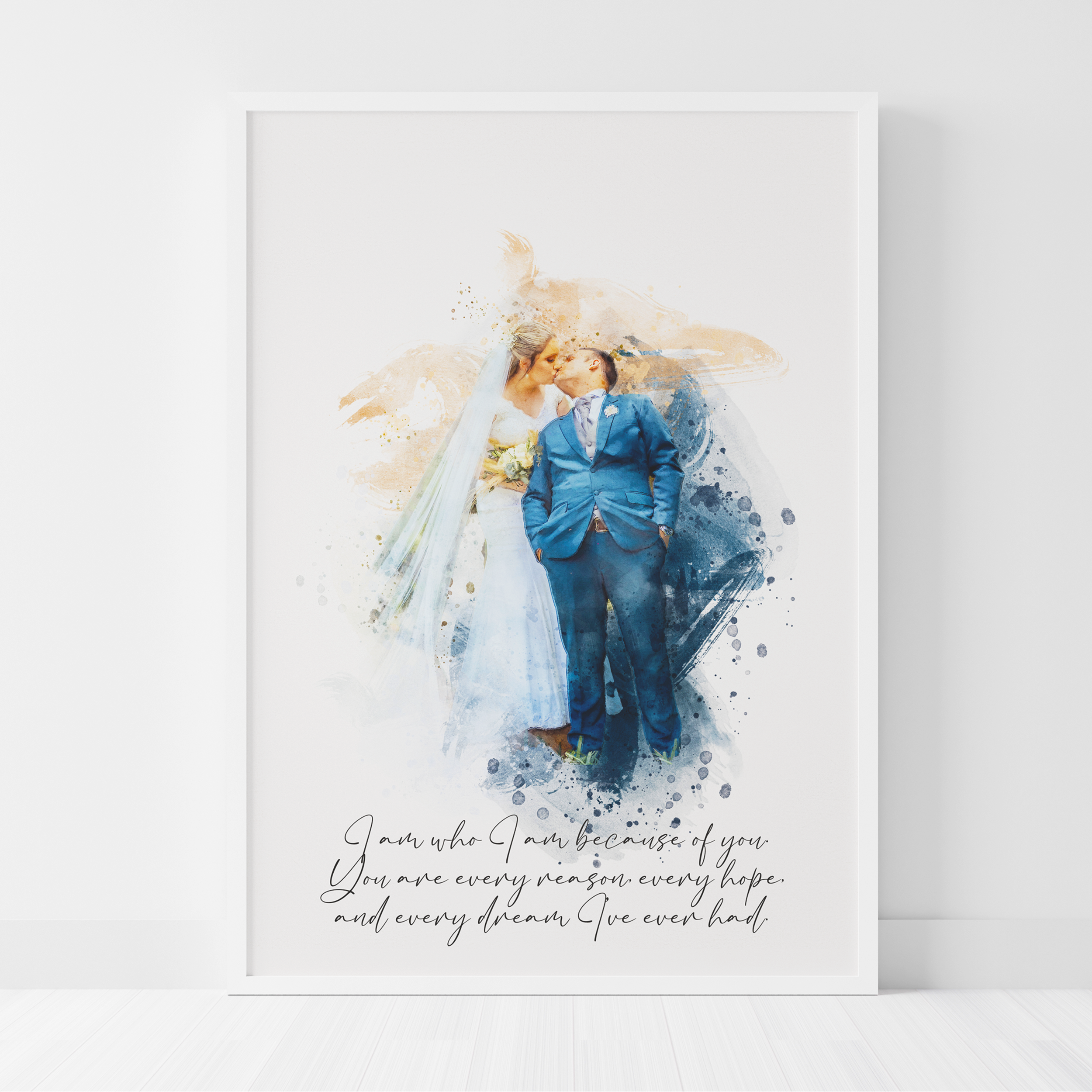 Personalized Watercolor Portrait from Photo - Ideal Wedding, Anniversary, or Engagement Gift, Stunning Painting From Photo Art for Wall Decor