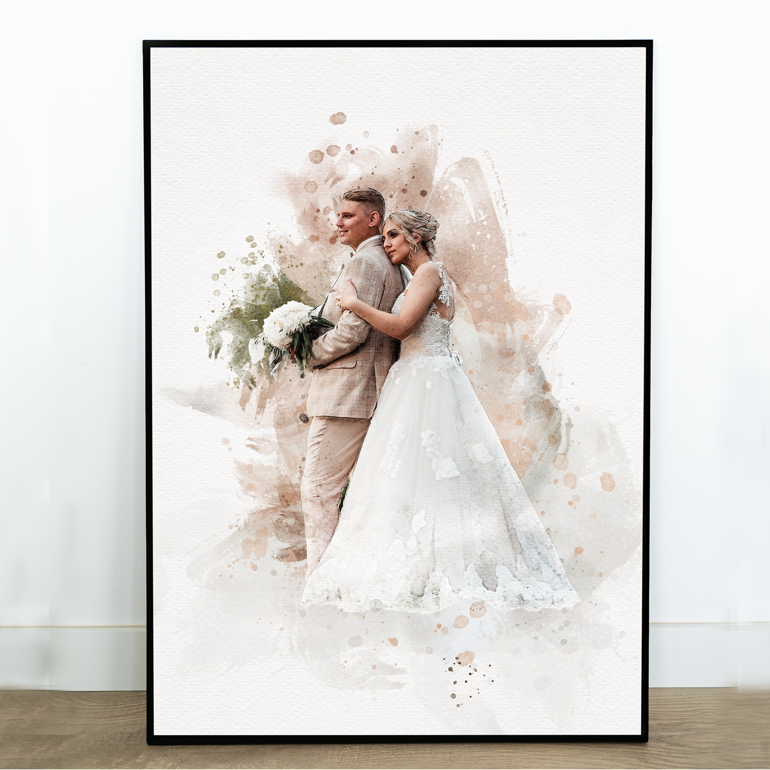 Personalized Watercolor Portrait from Photo - Ideal Wedding, Anniversary, or Engagement Gift, Stunning Painting From Photo Art for Wall Decor