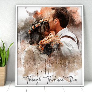 Personalized Watercolor Portrait from Photo - Ideal Wedding, Anniversary, or Engagement Gift, Stunning Painting From Photo Art for Wall Decor
