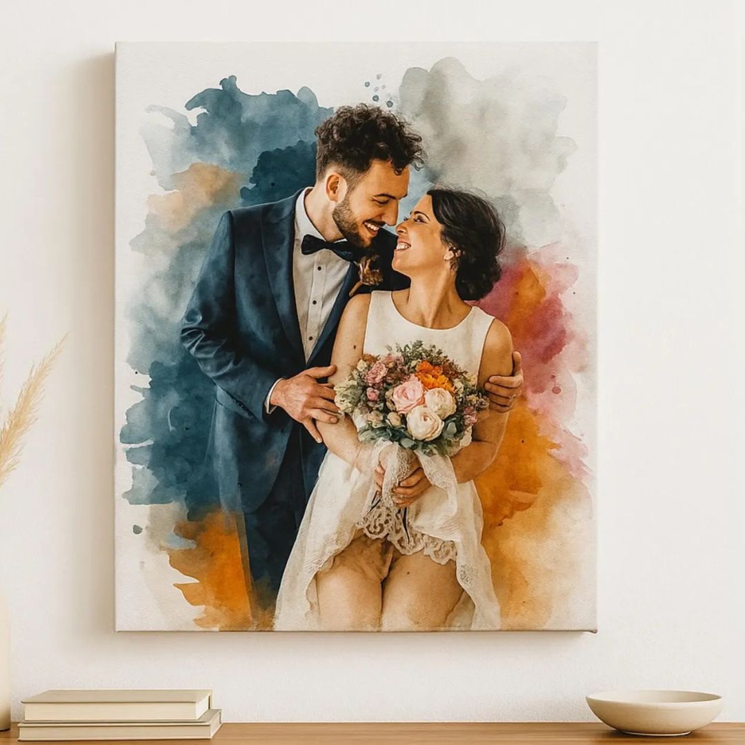 Custom Watercolor Portrait from Photo | Personalised Gift | Family, Couple or Pet | Ready to Hang Wall Art