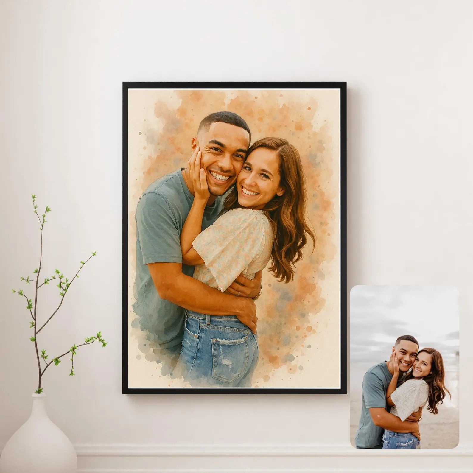 Custom Watercolor Family Portrait | Personalized Memorial Art from Photo | Digital Download | Thoughtful Bereavement Gift