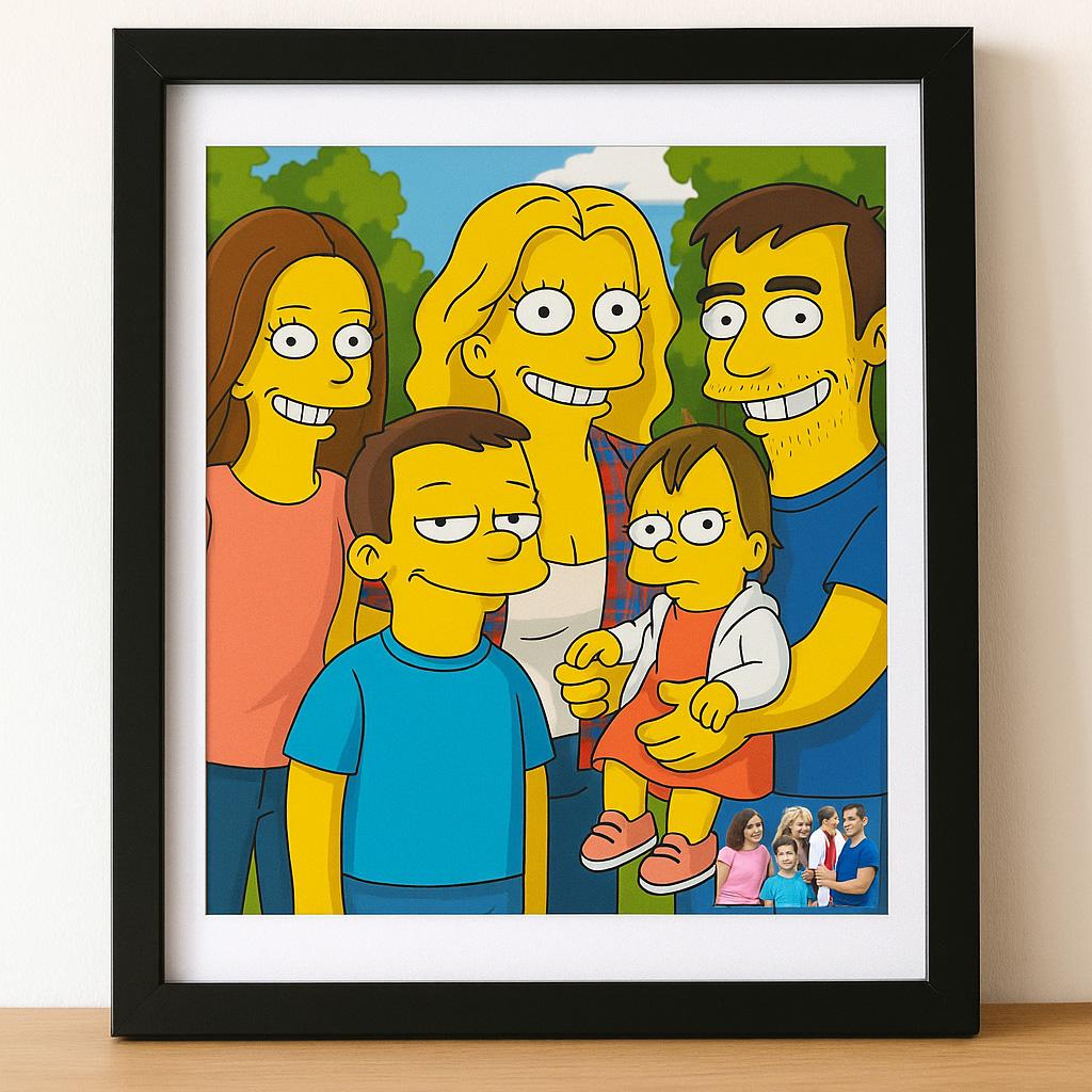 Custom Cartoon Family Portrait from Photo | Personalised Couple or Family Illustration