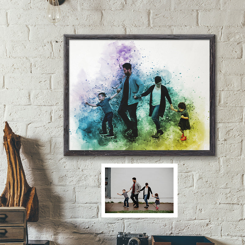 Watercolor Style Personalized Art From Photo, Father's Day Gift for Dad, Custom Portrait.