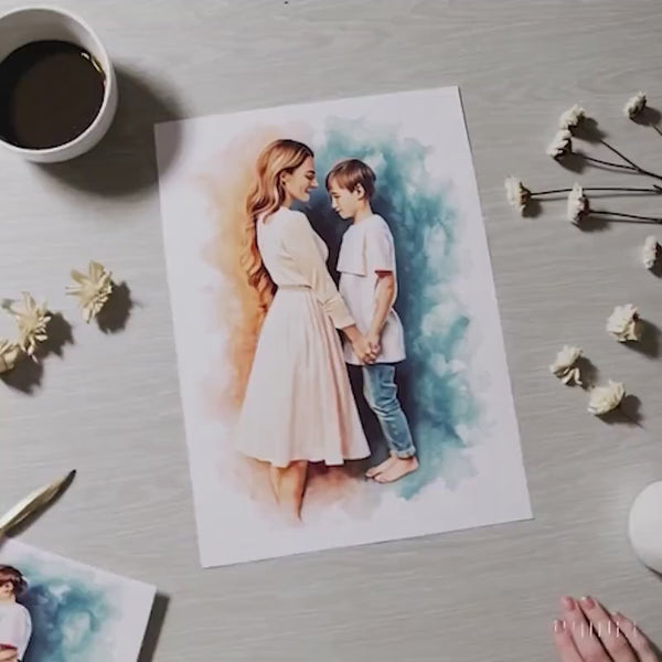 Family Reunion Portrait – Combine Relatives from Different Photos into One Custom Watercolour Family Artwork