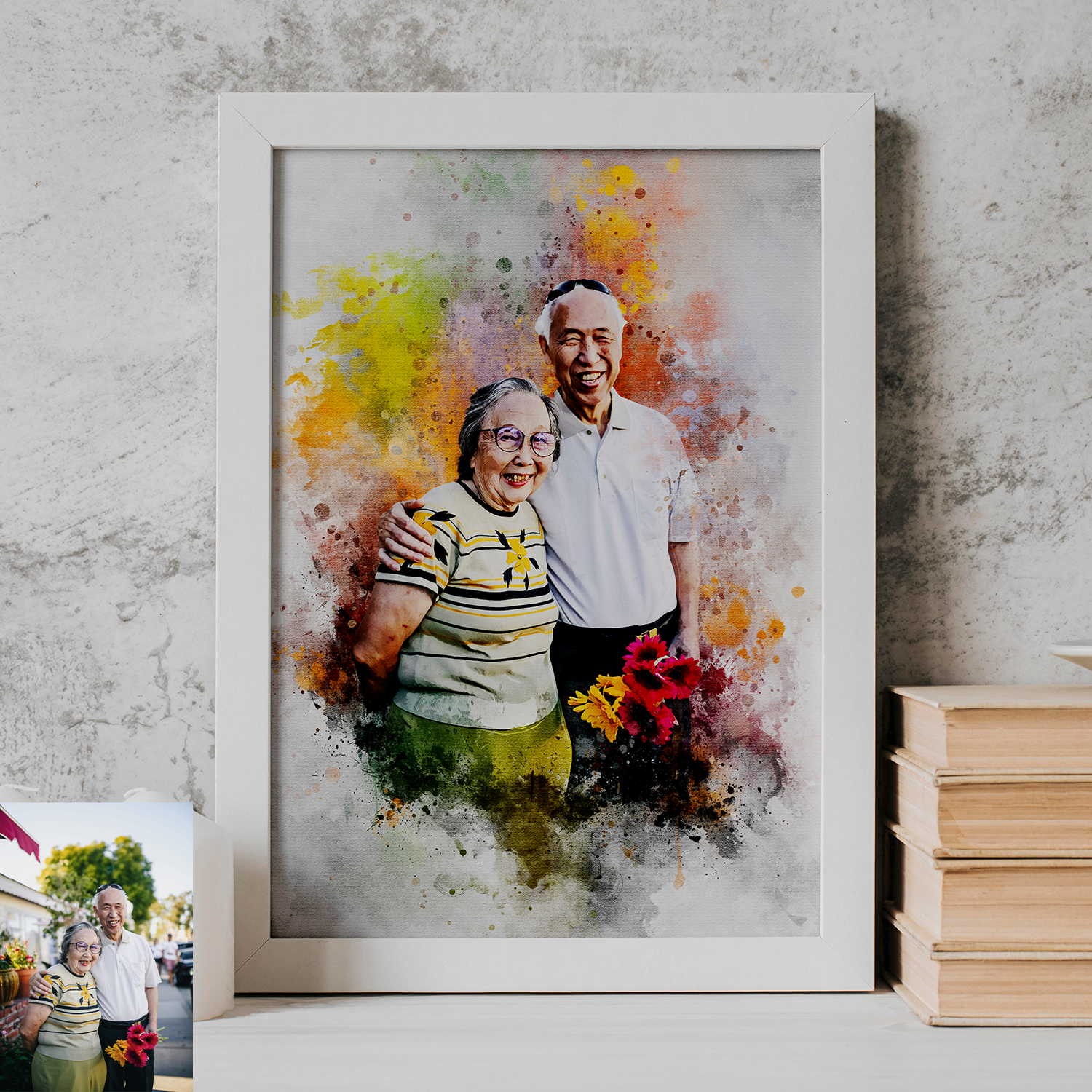 Custom Grandparents Portrait - Watercolour Art Of Family