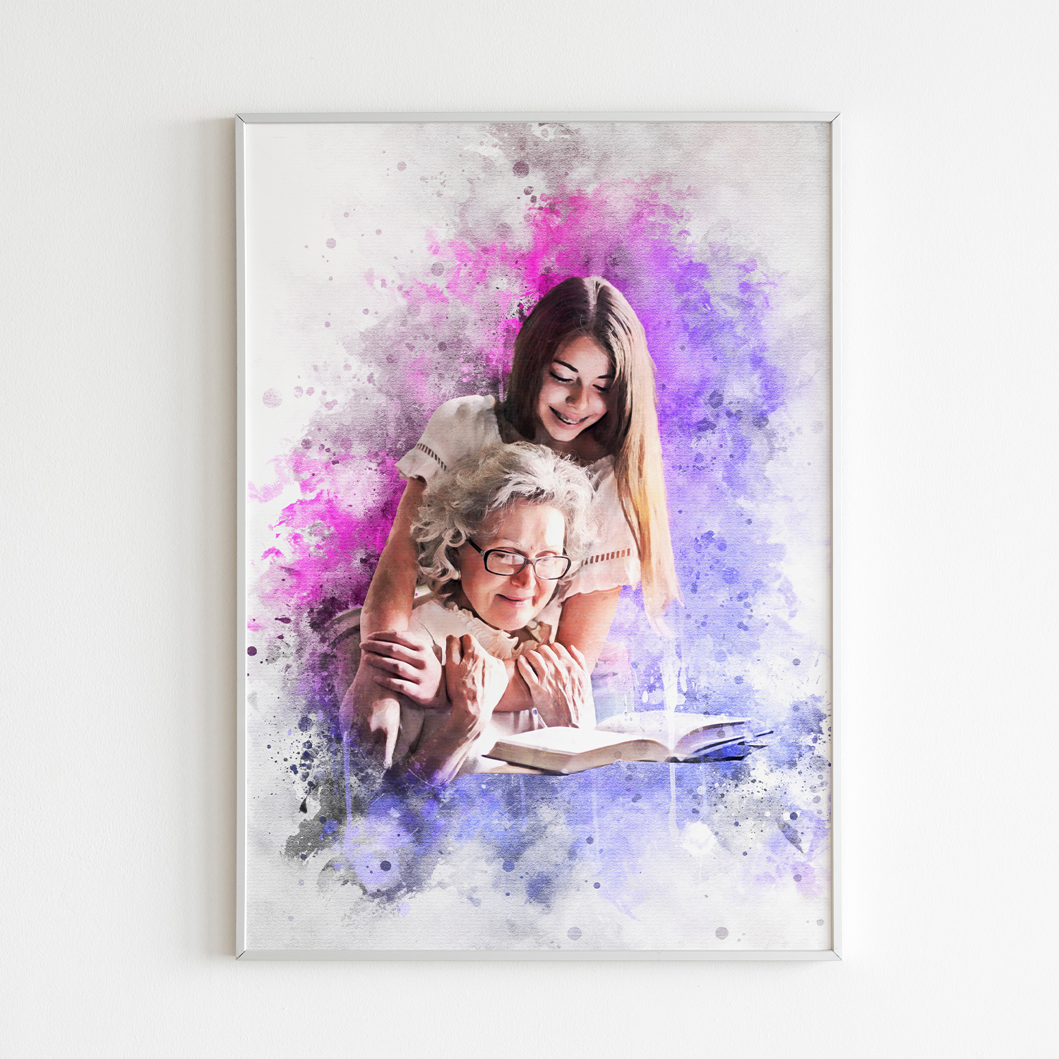 Custom Grandparents Portrait - Watercolour Art Of Family