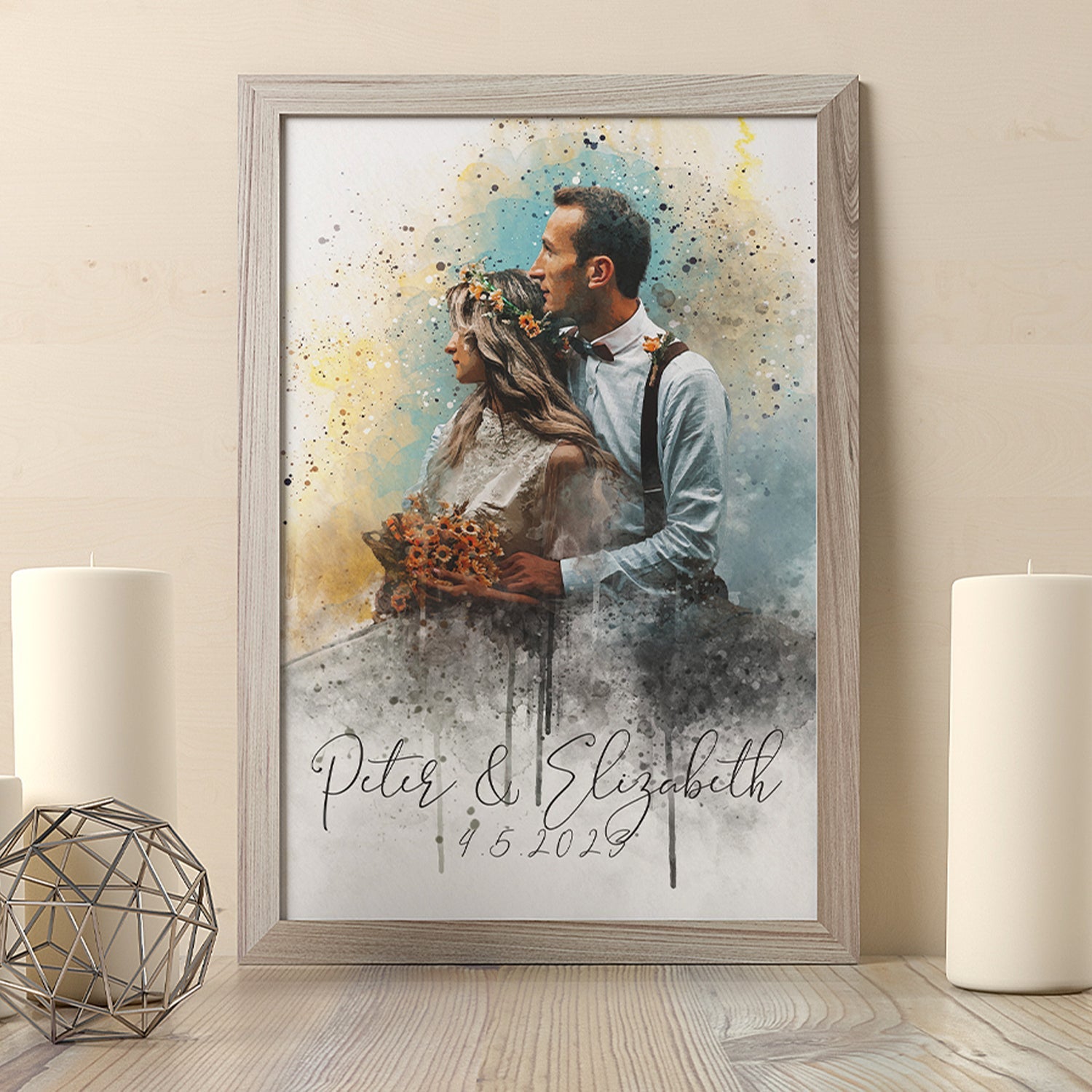 Personalised Watercolor Couple Portrait Art from Photo as a Romantic Wedding Or Engagement Gift