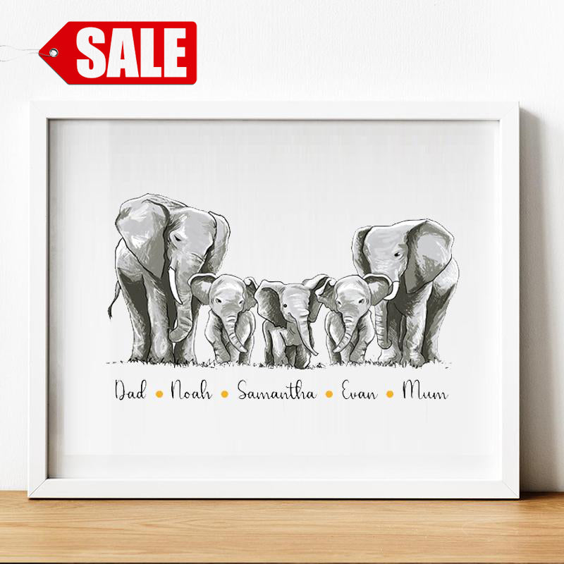 Family of Elephants Print