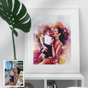 Personalised Art Gift From Photo Digital Painting Portrait Present For Family/ Kids Room Decor Wall Bespoke Artwork Anniversary