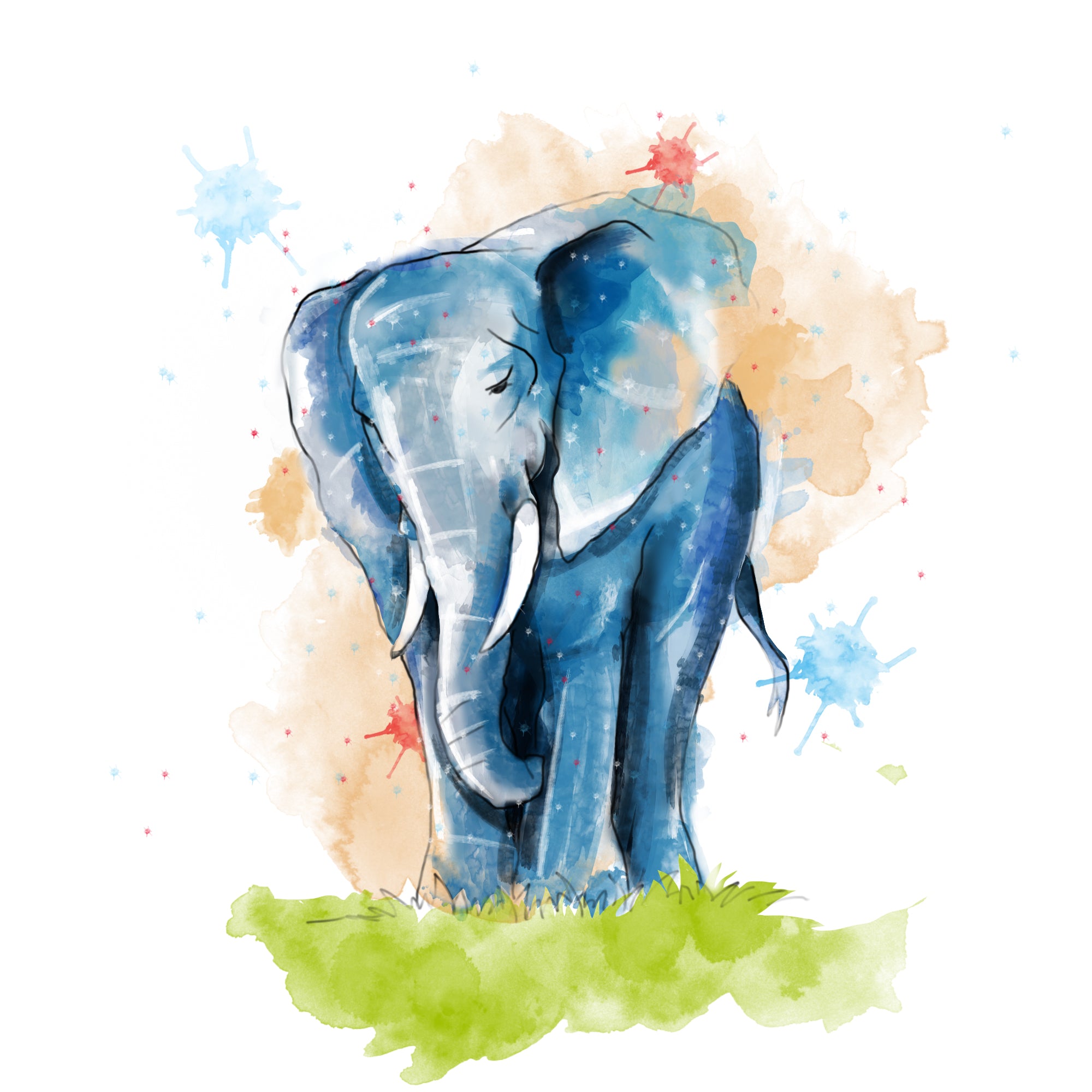 Family of Elephants Print - Watercolour