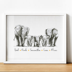 Family of Elephants Print