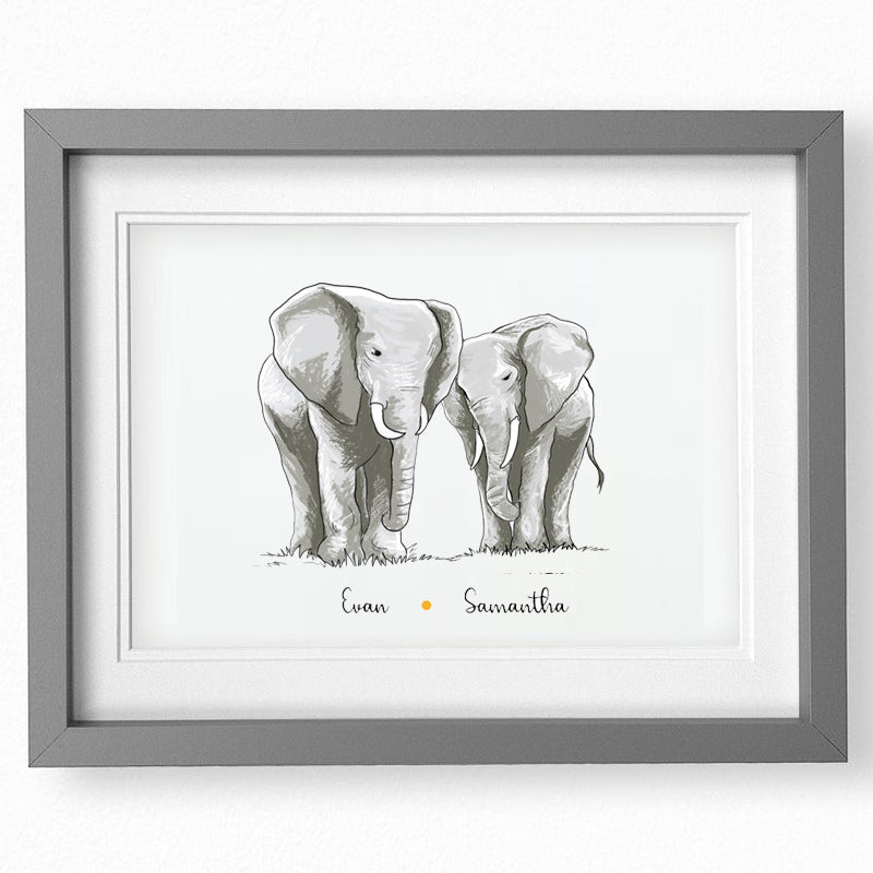 Family of Elephants Print