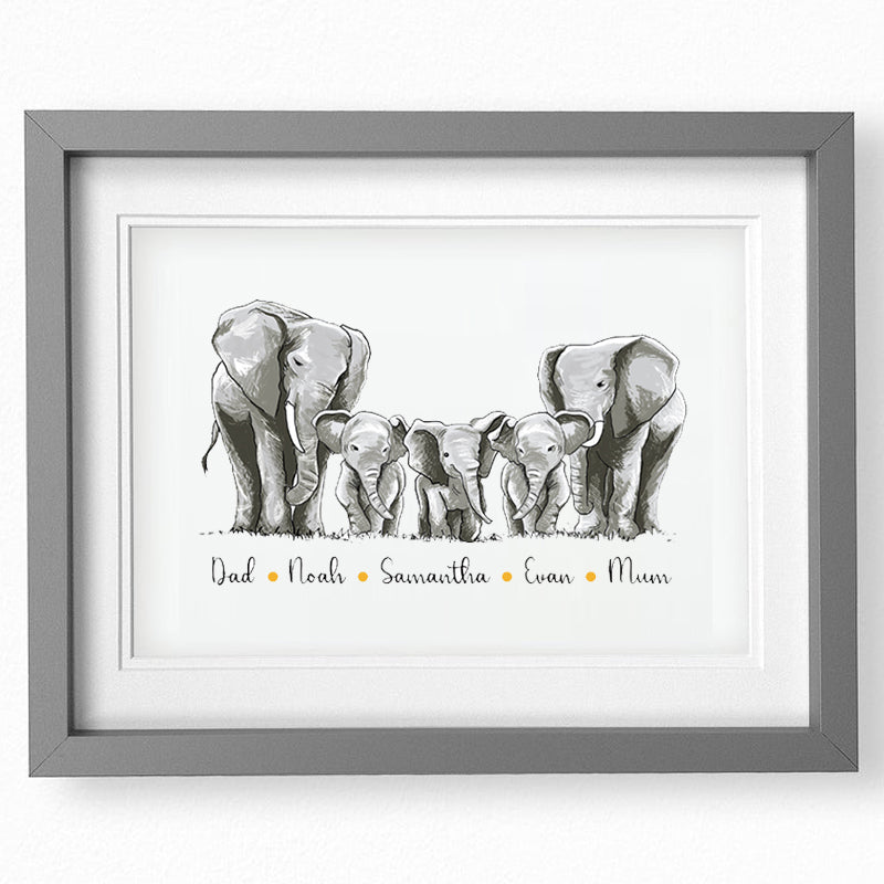 Family of Elephants Print