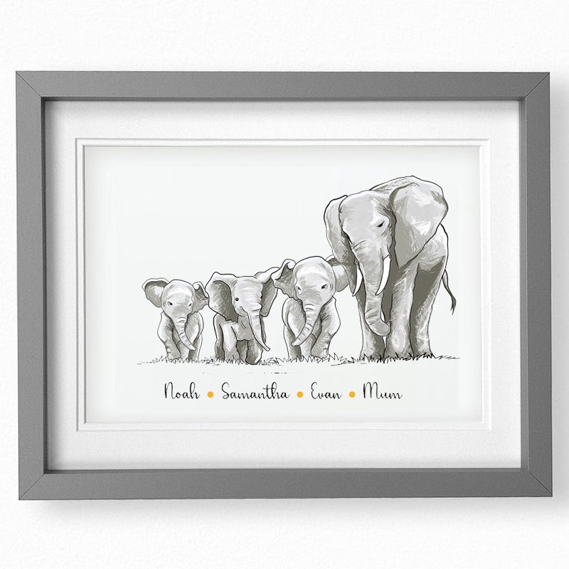 Family of Elephants Print